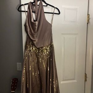 Vintage Chloe Halter Dress with Gold Sequin Details